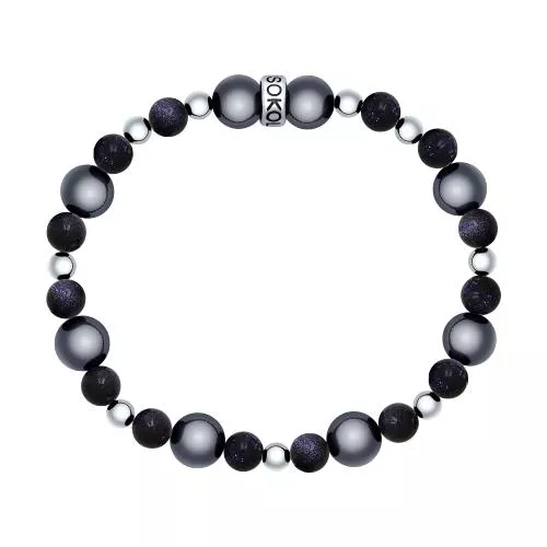 Браслет с авантюриновым стеклом и гематитами