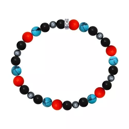 Браслет с кораллами, бирюзой и агатами