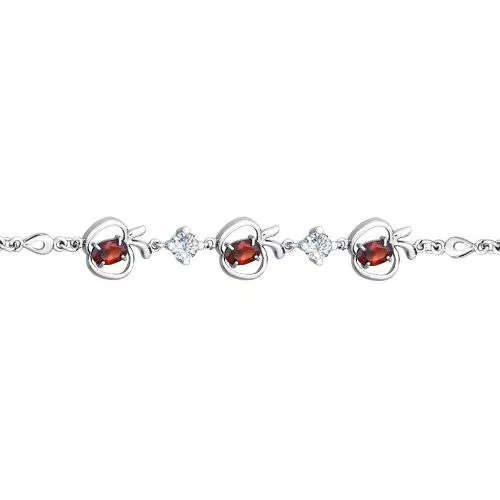 Браслет из серебра с красными фианитами