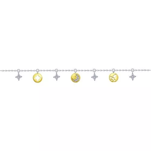 Браслет из золочёного серебра с фианитами