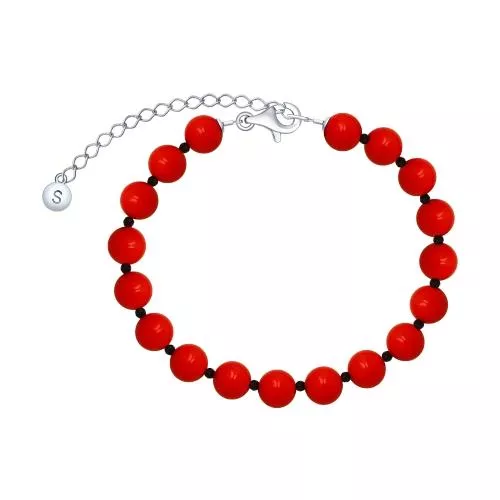 Браслет из серебра с агатами и кораллами