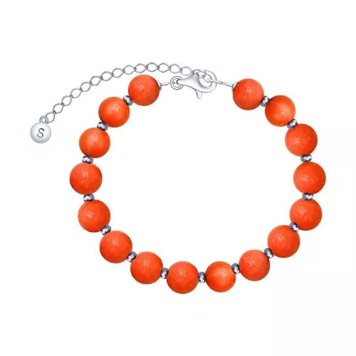 Браслет с прессованным кораллом и серебром