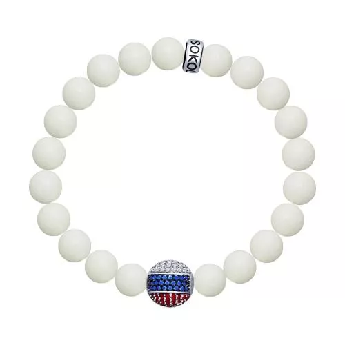 Браслет «Триколор» с фианитами и жадеитом