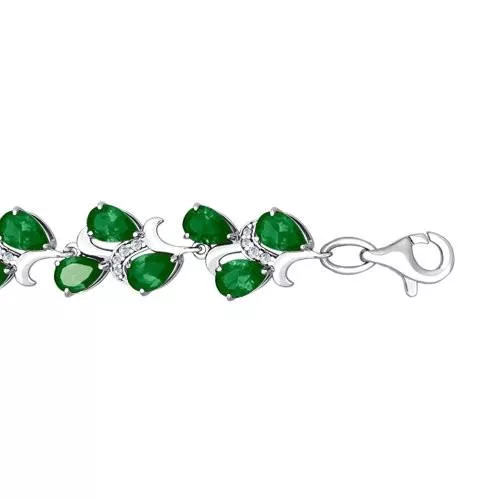 Браслет из серебра с зелеными фианитами