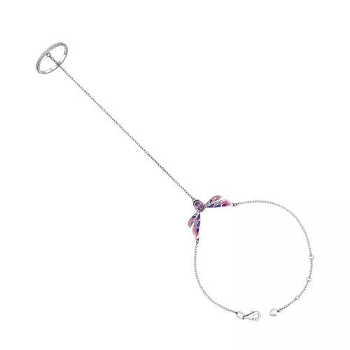 Слейв-браслет из серебра с эмалью и фианитом