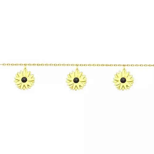 Браслет «Ромашки» из золочёного серебра