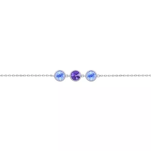 Браслет из серебра с синими и сиреневым кристаллами Swarovski