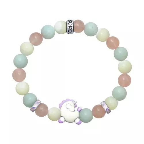 Браслет «Единорог» с кварцем и амазонитом