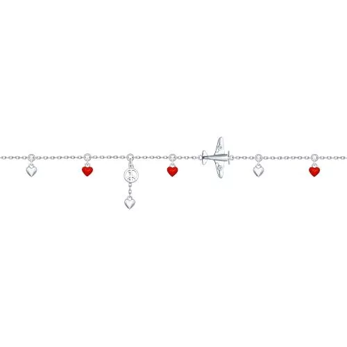 Браслет из серебра с эмалью и фианитами