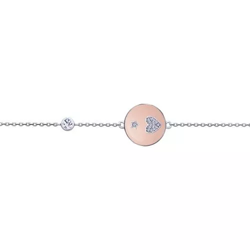 Браслет из серебра с эмалью и фианитами