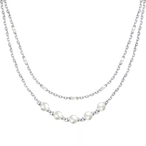 Колье из серебра с эмалью и жемчугом Swarovski