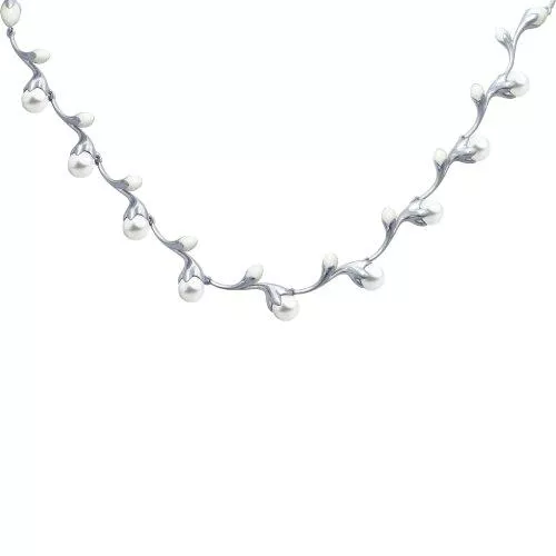 Колье из серебра с эмалью с жемчугом