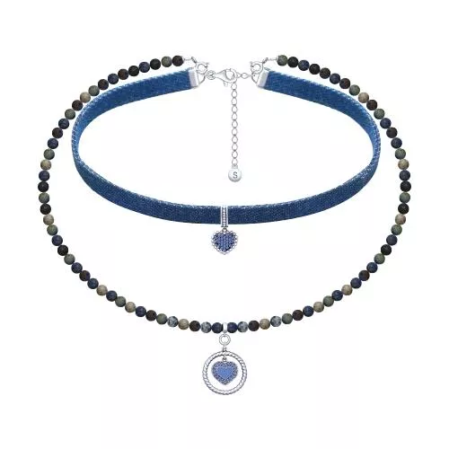 Колье из серебра с эмалью и фианитами