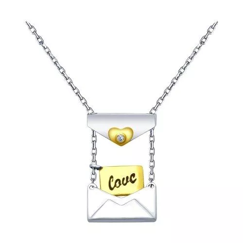 Колье «Love» из серебра с фианитом