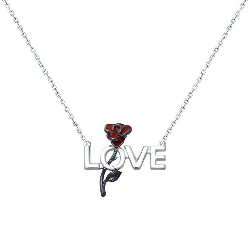 Колье из серебра с эмалью «Love»