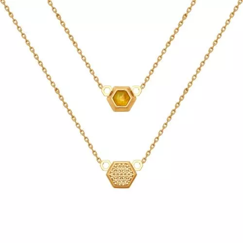 Колье из золочёного серебра с янтарём и фианитами