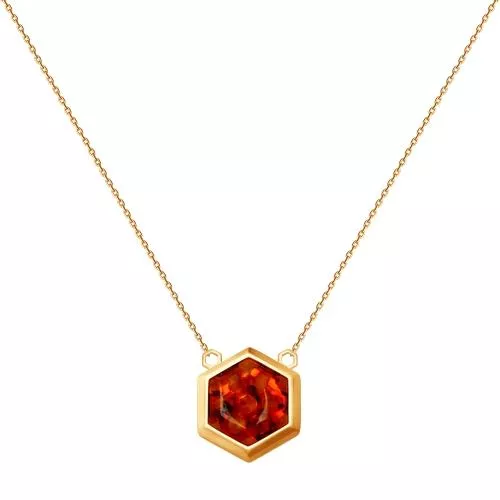 Колье из золочёного серебра с янтарём