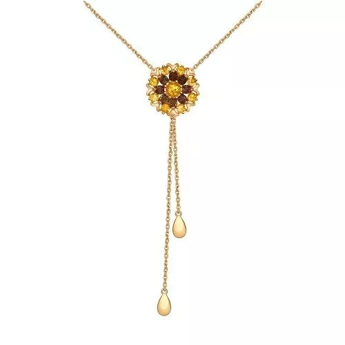 Позолоченное колье с полудрагоценными вставками