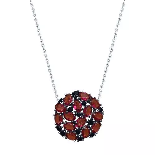 Колье из серебра с кристаллами Swarovski и фианитами