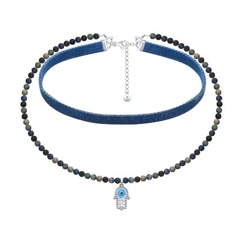 Колье из серебра с эмалью и фианитом