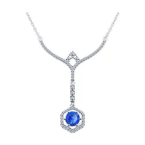 Колье из серебра с синим фианитом