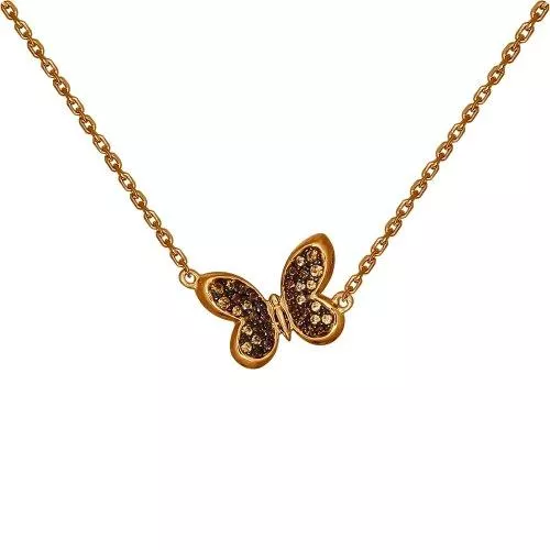 Колье из золочёного серебра с жёлтыми и коричневыми фианитами