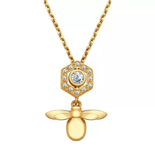 Колье из золочёного серебра с фианитами