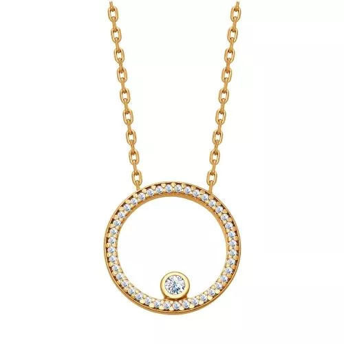 Колье из золочёного серебра с фианитами