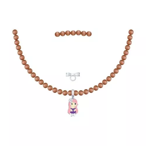 Колье из серебра с эмалью и фианитом