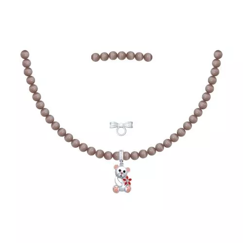 Колье из серебра с эмалью и фианитом