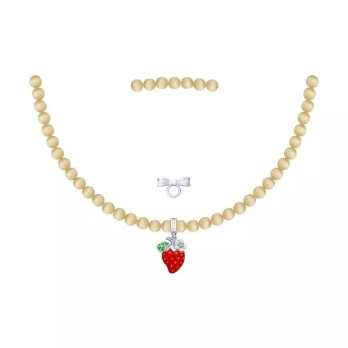 Колье из серебра с эмалью и фианитом