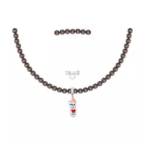 Колье из серебра с эмалью и фианитами