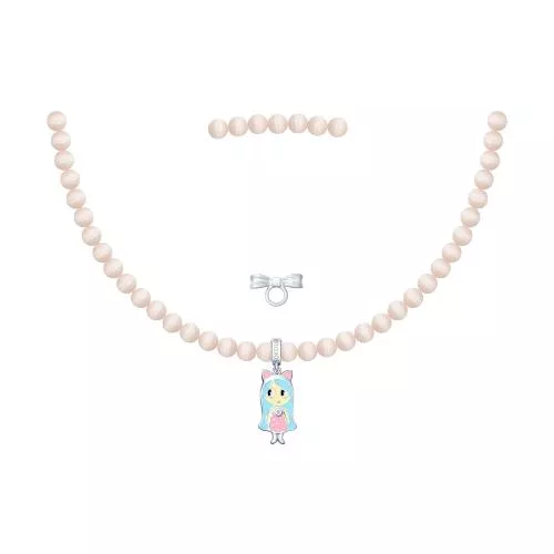 Колье из серебра с эмалью и фианитом