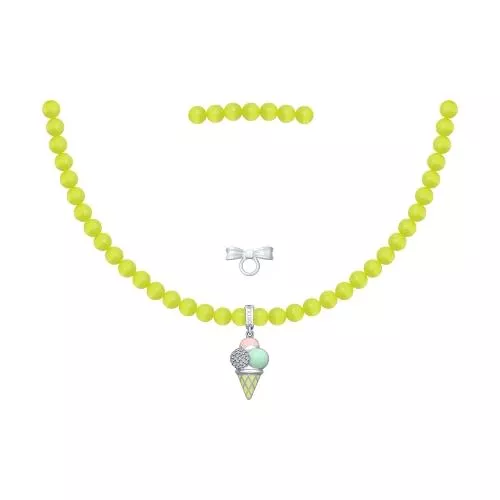 Колье из серебра с эмалью и фианитами