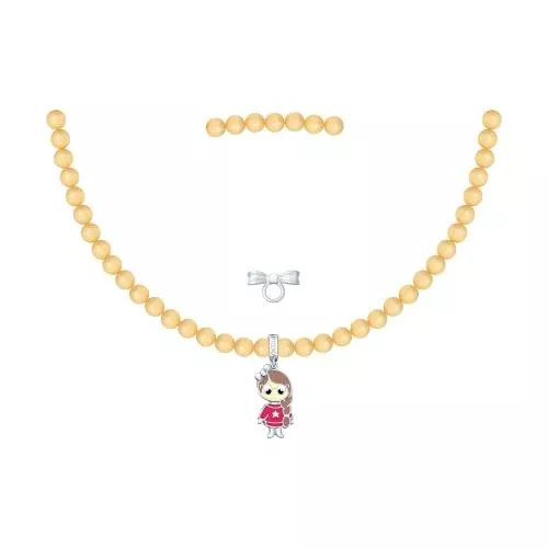 Колье из серебра с эмалью и фианитом