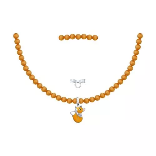 Колье из серебра с эмалью и фианитами