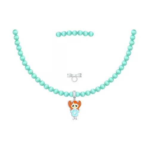 Колье из серебра с эмалью и фианитами