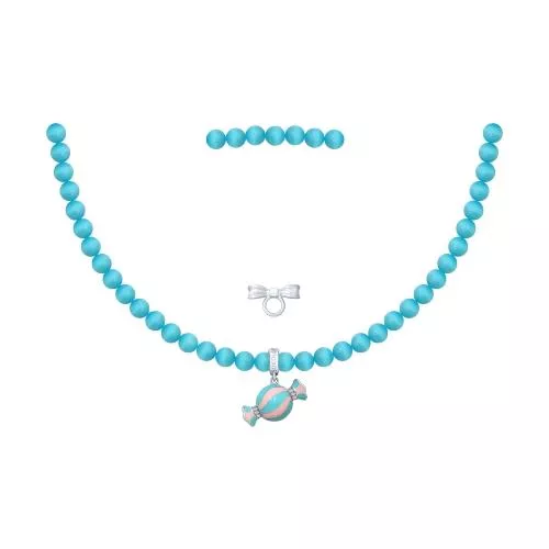 Колье из серебра с эмалью и фианитами