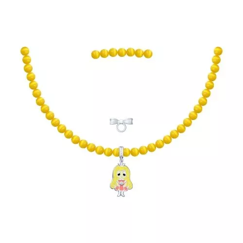 Колье из серебра с эмалью и фианитом