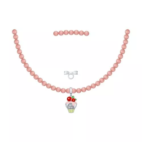 Колье из серебра с эмалью и фианитами