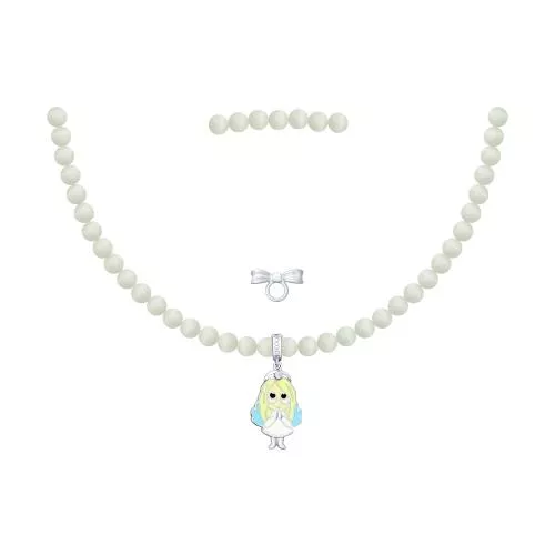 Колье из серебра с эмалью и фианитом