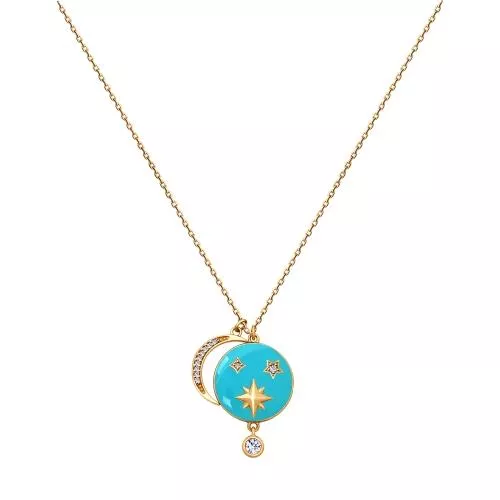 Колье из золочёного серебра с эмалью и фианитами