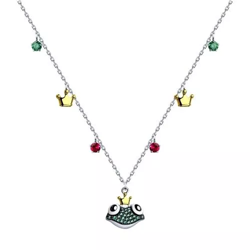 Колье из золочёного серебра с эмалью и красными корундами и фианитами