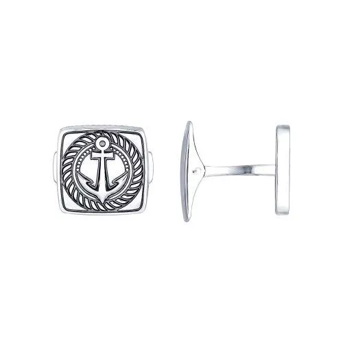 Запонки «Якорь» из серебра