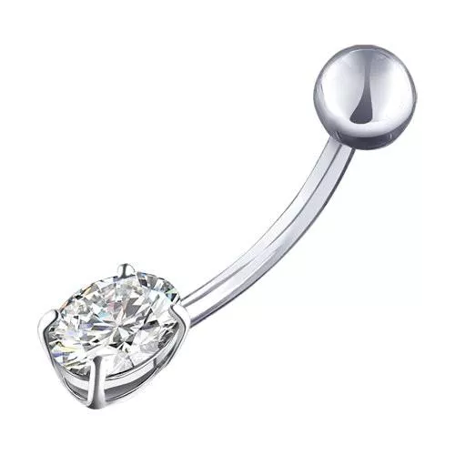 Пирсинг в пупок из серебра с фианитом