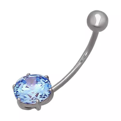 Украшение для пупка с голубым фианитом