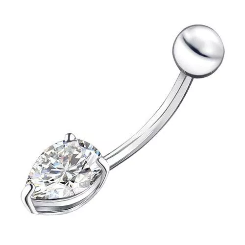 Пирсинг в пупок из серебра с фианитом