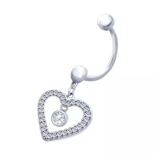 Пирсинг из серебра в виде сердца