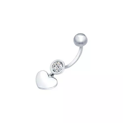 Пирсинг в пупок из серебра с фианитом