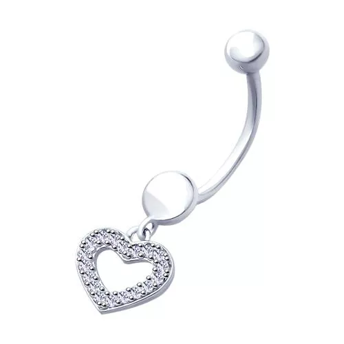 Пирсинг в виде сердца с фианитами